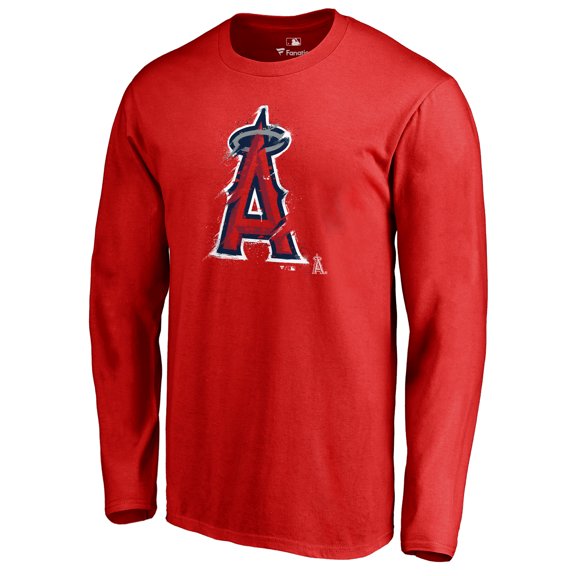Men's Red Los Angeles Angels Splatter Logo Long Sleeve T-Shirt