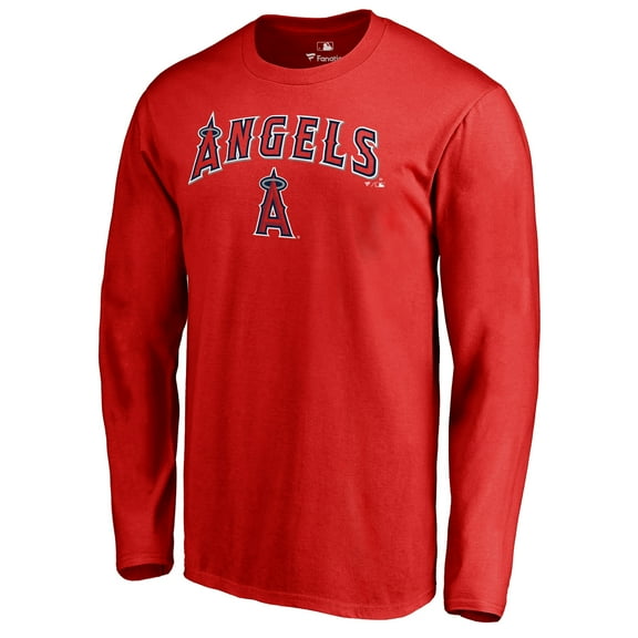 Men's Red Los Angeles Angels Team Lockup Long Sleeve T-Shirt