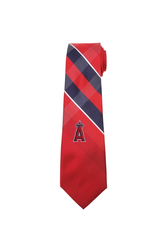 Men's Red Los Angeles Angels Woven Poly Grid Tie