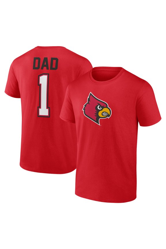 Men's Red Louisville Cardinals Father's Day #1 Dad T-Shirt