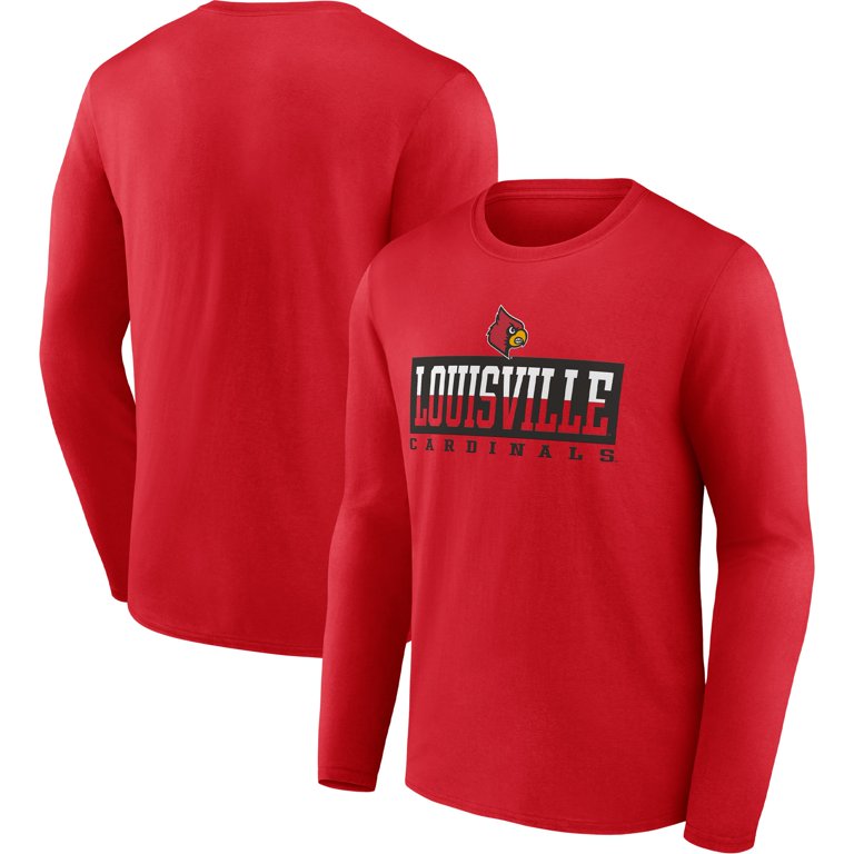 Men's Red Louisville Cardinals Split Tonal Long Sleeve T-Shirt