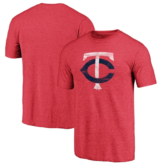 Men's Red Minnesota Twins Weathered Official Logo Tri-Blend T-Shirt