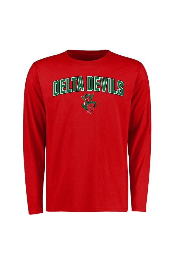 Men's Red Mississippi Valley State Delta Devils Proud Mascot Long Sleeve T-Shirt
