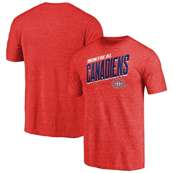 Men's Red Montreal Canadiens Slant Strike Tri-Blend T-Shirt