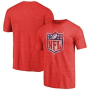 Mens Red NFL Shield Distressed Team Primary Logo Tri-Blend Raglan T-shirt