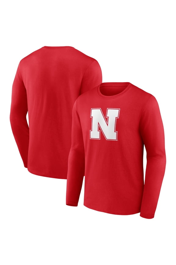 Men's Red Nebraska Huskers Logo Long Sleeve T-Shirt