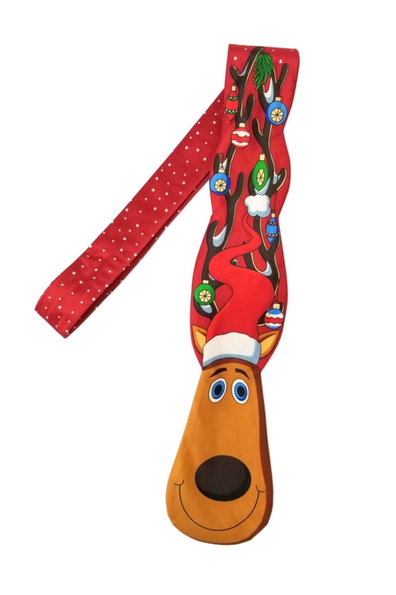Men's Red Neck Tie Christmas Santa Hat Deer Snowflake Holiday Necktie