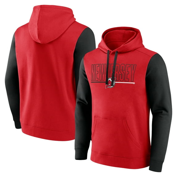 Men's Logo Athletic Red New Jersey Devils Deliver Fleece Pullover Hoodie