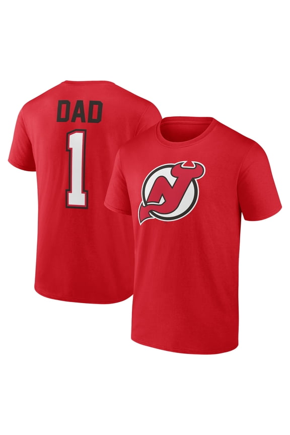 Men's Red New Jersey Devils Father's Day #1 Dad T-Shirt