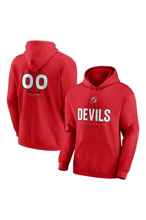 Men's Red New Jersey Devils Personalized Name & Number Midfielder Pullover Hoodie