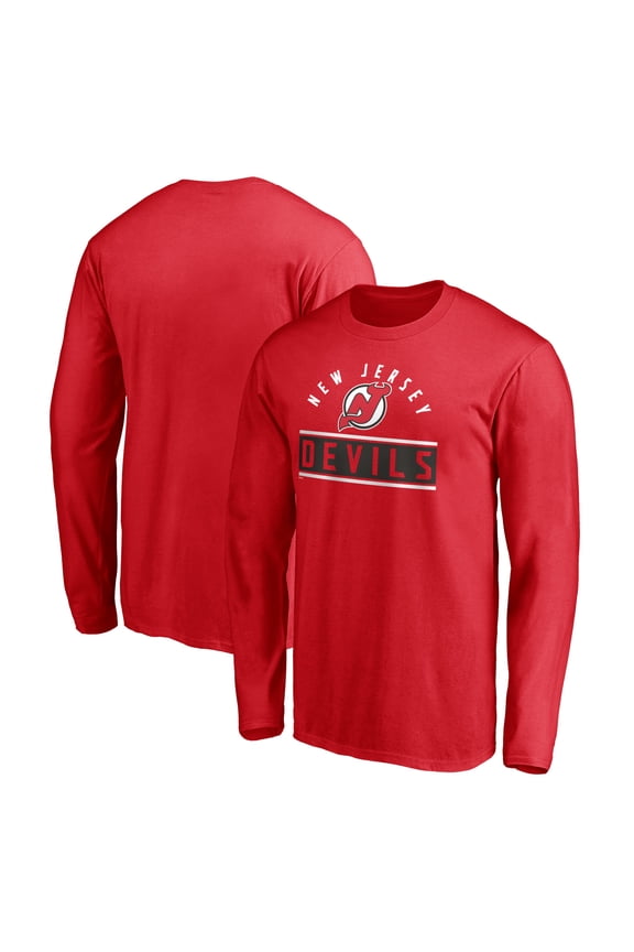 Men's Red New Jersey Devils Team Arch Knockout Long Sleeve T-Shirt