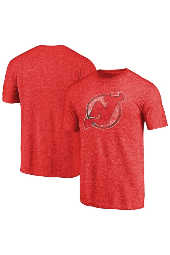 Men's Red New Jersey Devils Throwback Vintage Logo Tri-Blend T-Shirt