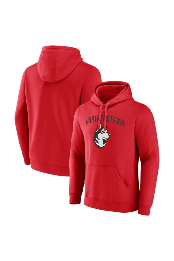 Men's Red Northeastern Huskies Primary Logo Pullover Hoodie