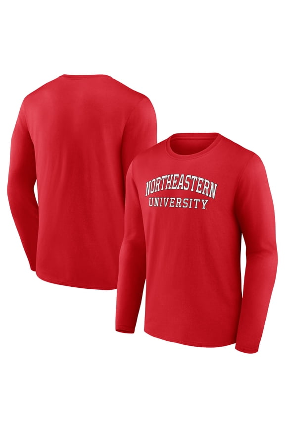 Men's Red Northeastern Huskies School Name Long Sleeve T-Shirt