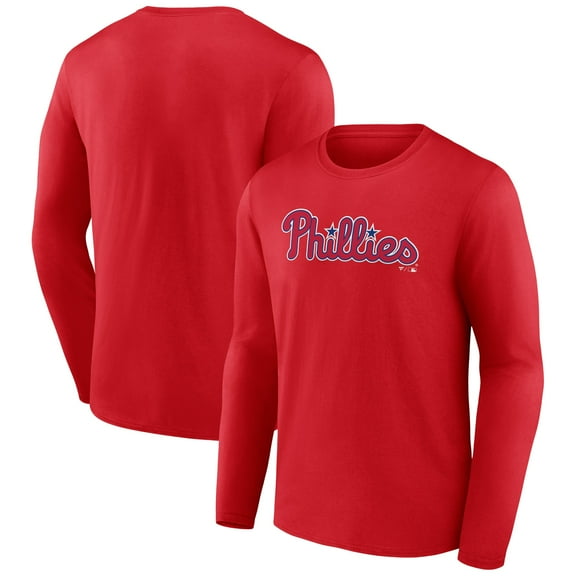 Men's Red Philadelphia Phillies Wordmark Long Sleeve T-Shirt