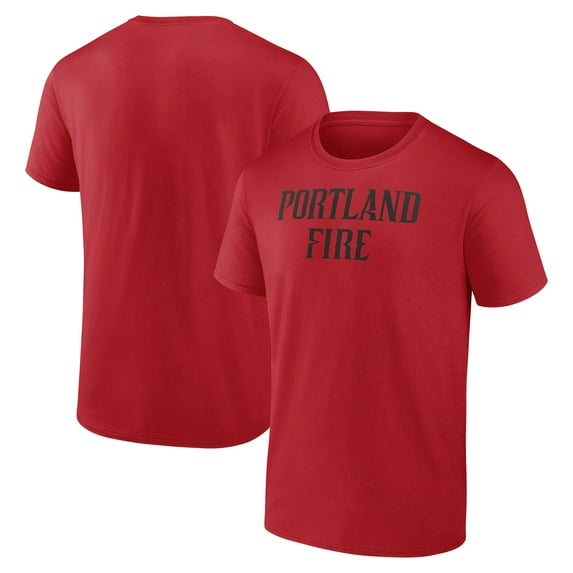Men's Red Portland Fire Team Wordmark T-Shirt
