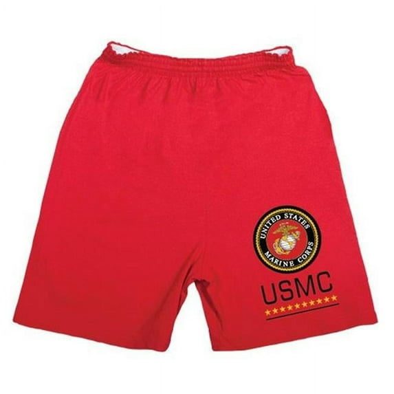 Men's Red Running Short - U.s.m.c. Logo Medium