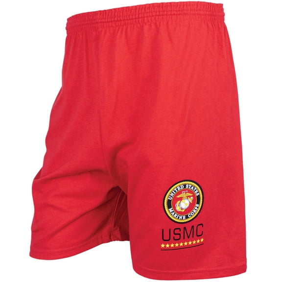 Men's Red Running Short - U.s.m.c. Logo Medium