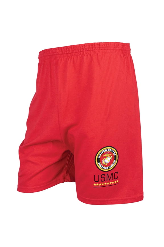 Men's Red Running Short - U.s.m.c. Logo Medium