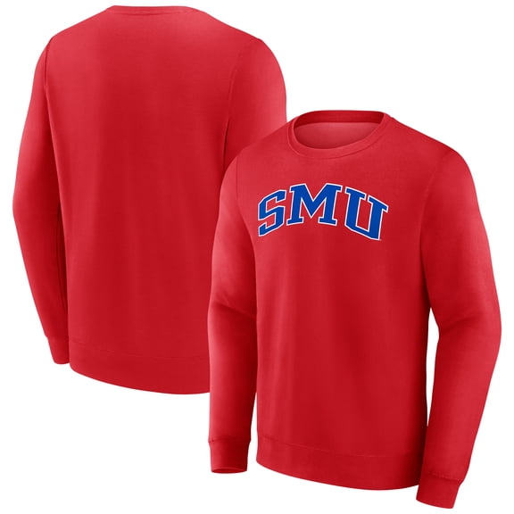 Men's Red SMU Mustangs Short Name Fleece Pullover Sweatshirt