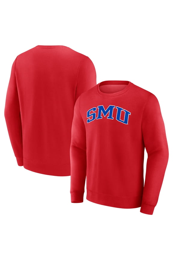 Men's Red SMU Mustangs Short Name Fleece Pullover Sweatshirt