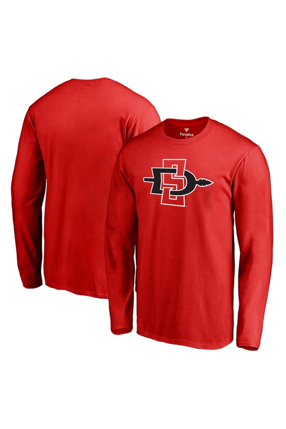 Men's Red San Diego State Aztecs Primary Logo Long Sleeve T-Shirt