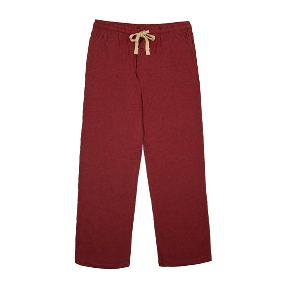 Men’s Cotton-Blend Pajama Pants – Soft Brushed Flannel Feel Sleep & Lounge Pants with Pockets & Elastic Waistband – Red, Burgundy – 1-Pack-Large