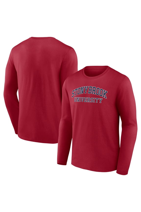 Men's Red Stony Brook Seawolves School Name Long Sleeve T-Shirt