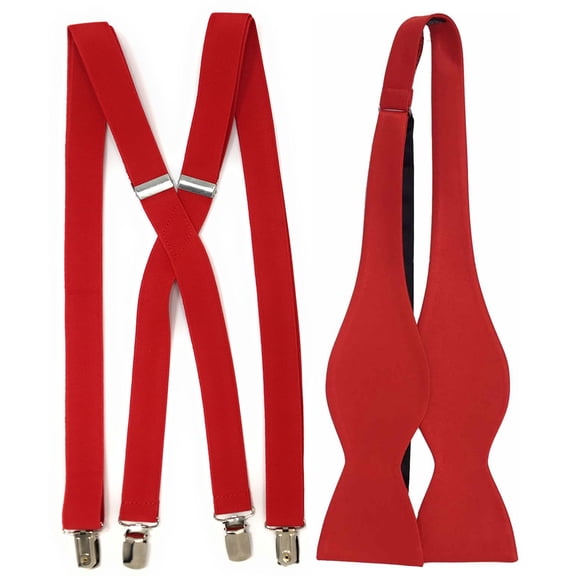 Men’s Red Suspenders & Self-Tie Bow Tie Collection in a variety of colors by Spencer J’s