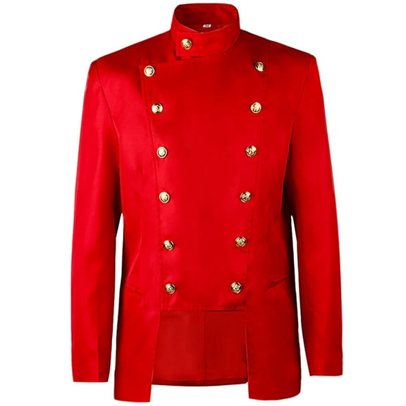 Men's Red Tailcoat Jacket Style Double Breasted Gothic Steam Blazer Red L
