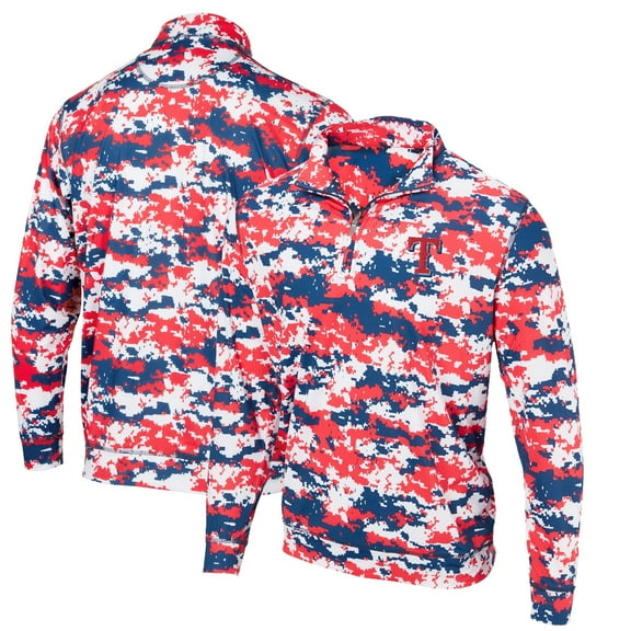 Men's Red Texas Rangers Digital Camo Performance Quarter-Zip Pullover Jacket