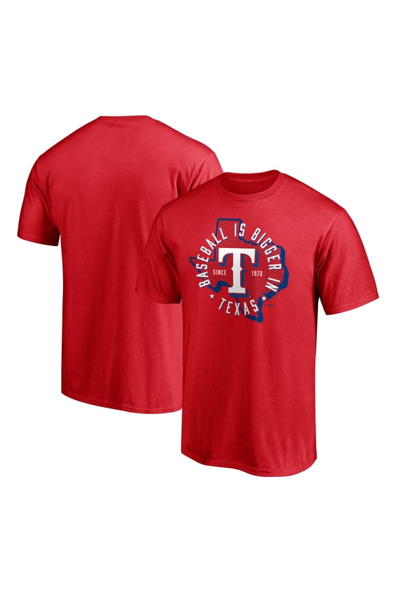 Men's Red Texas Rangers Hometown Collection Baseball Is Bigger In Texas T-Shirt