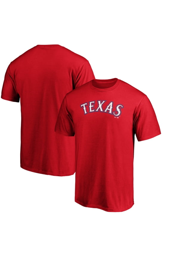Men's Red Texas Rangers Official Team Wordmark T-Shirt