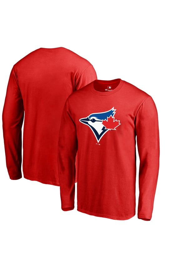 Men's Red Toronto Blue Jays Logo Long Sleeve T-Shirt