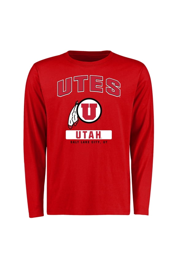 Men's Red Utah Utes Campus Icon Long Sleeve T-Shirt