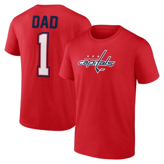 Men's Red Washington Capitals Father's Day #1 Dad T-Shirt