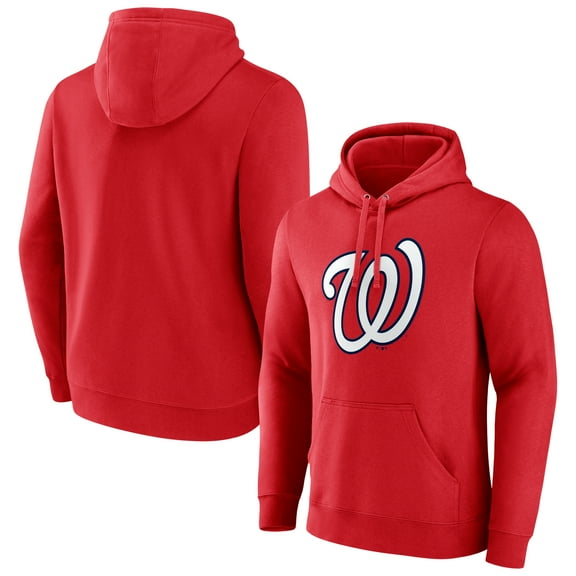 Men's Red Washington Nationals Official Logo Pullover Hoodie