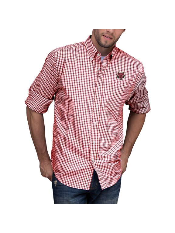 Men's Red/White Arkansas State Red Wolves NCAA Gingham Button-Down Check Shirt