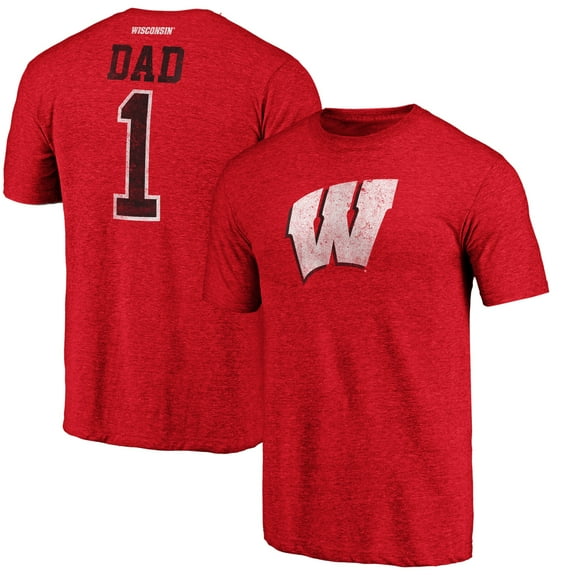 Men's Red Wisconsin Badgers Greatest Dad Logo Tri-Blend T-Shirt