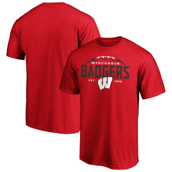 Men's Red Wisconsin Badgers Stacked Laces T-Shirt