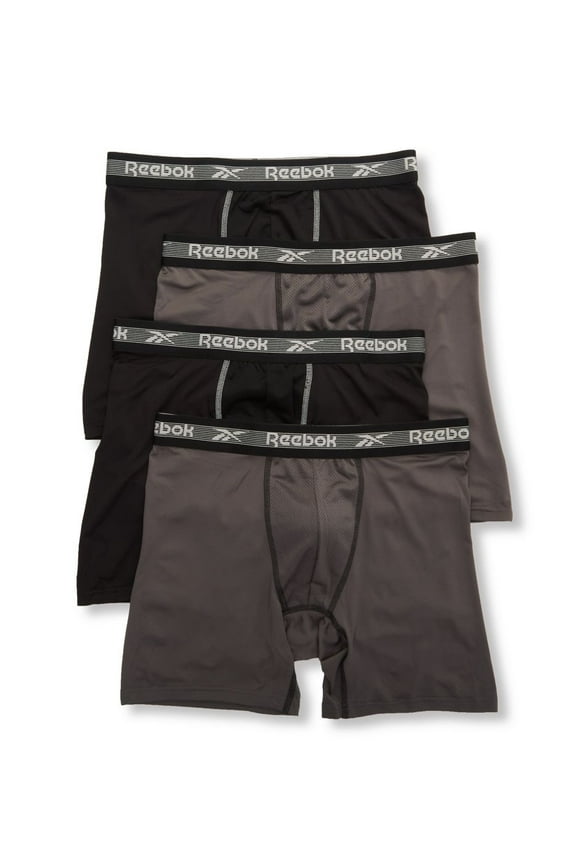 Men's Reebok 213PB43 Core Performance Boxer Briefs - 4 Pack (Black/Magnet M)