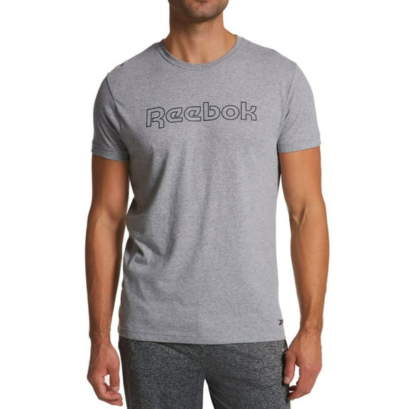 Men's Reebok 233LT38 Short Sleeve Crew Neck Graphic T-Shirt (Heather Grey XL)
