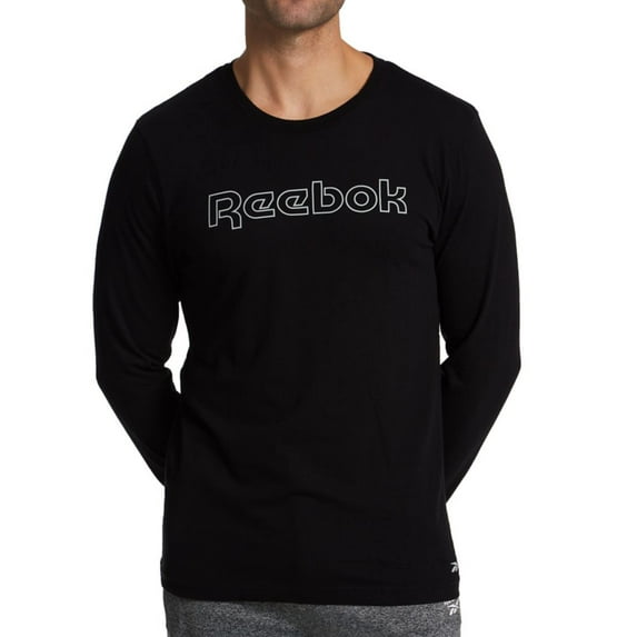 Men's Reebok 233LT43 Long Sleeve Crew Neck Graphic T-Shirt (Black M)