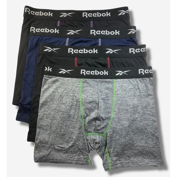 Men's Reebok 4-Pack Performance Boxer Brief Set Color: Black Blue Charcoal Size: S
