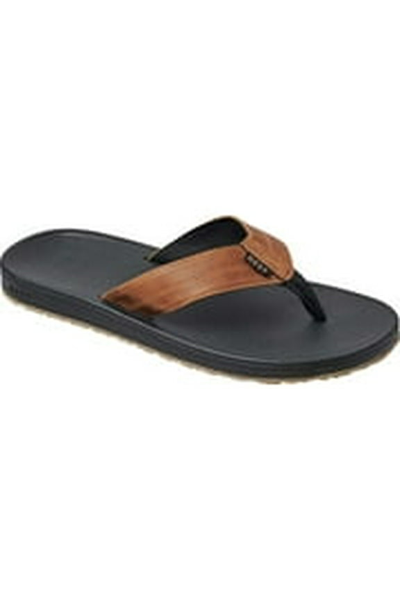 Men's Reef Journeyer Flip Flop Black/Brown Vegan Leather 13 M