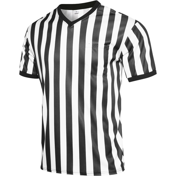 Men's Referee Shirt Women & White Stripes Football Soccer Basketball Umpire Jersey Halloween