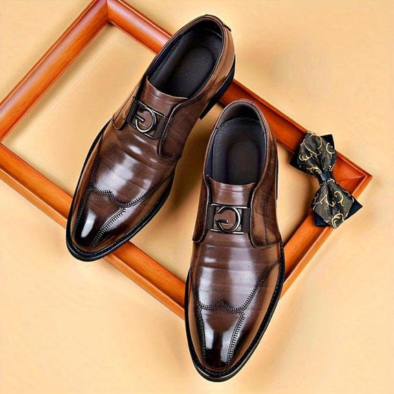 Men's Refined Pointed Toe Plain Business Casual Dress Shoes