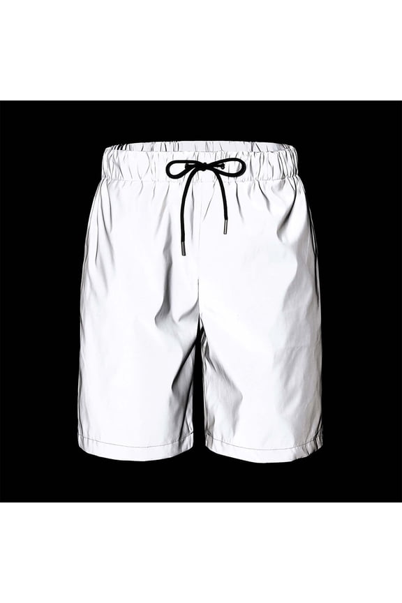 Men's Reflective Athletic Shorts 9" Inseam Quick Dry Night Running Short Pants with Mesh Lining, Elastic Waist Drawstring for Workout Training Basketball with Pockets
