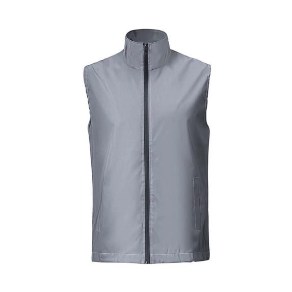 Men's Reflective Cycling Vest Windproof High Visibility Sleeveless Jacket Mesh Lined Sportswear for Night Running Outerwear with Pockets, Gray, L