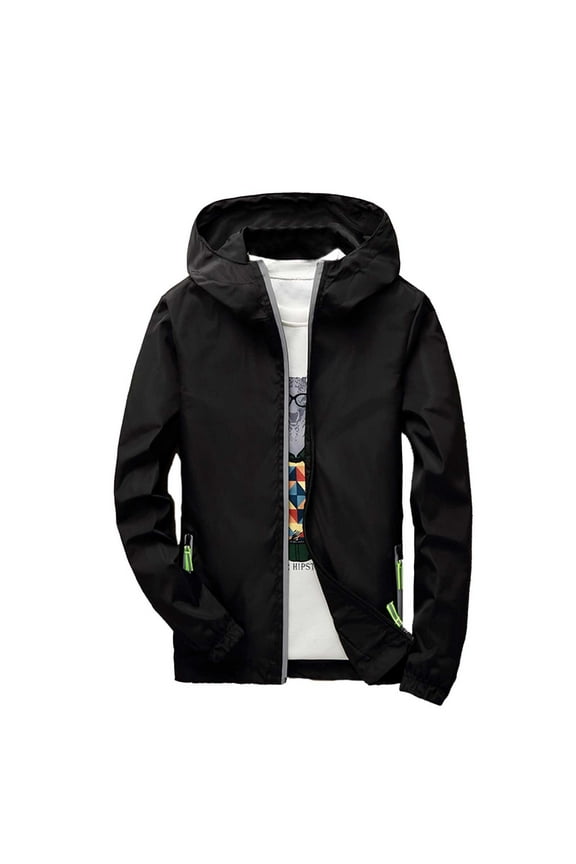 Men's Reflective Lightweight Zipper Jacket Casual Hooded Windbreaker For Spring Autumn Outdoor Wear